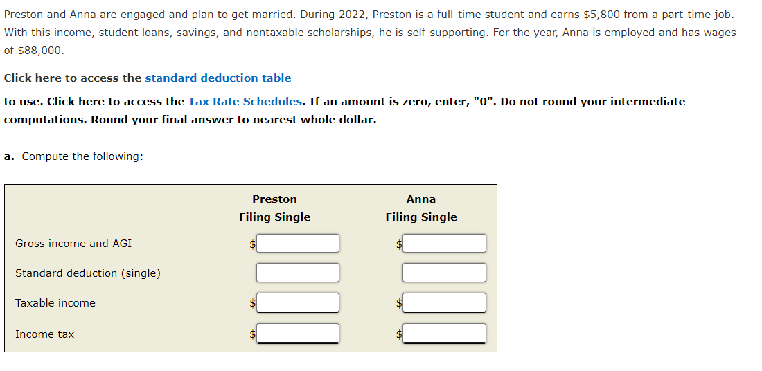 Please help ! Preston and Anna are engaged and plan to get
