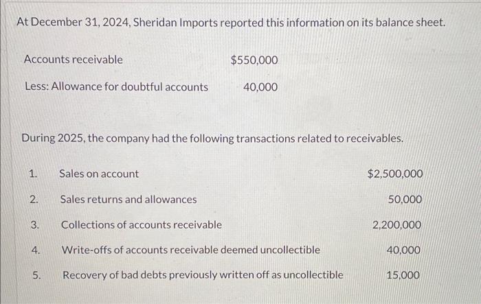 accounts receivable incticates that estimated bad debts are $45,000. (List debit entry