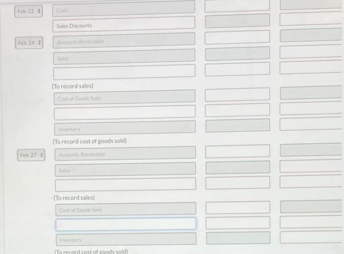 Andrew Noren on account, terms /30. The goods had cost Foress $762