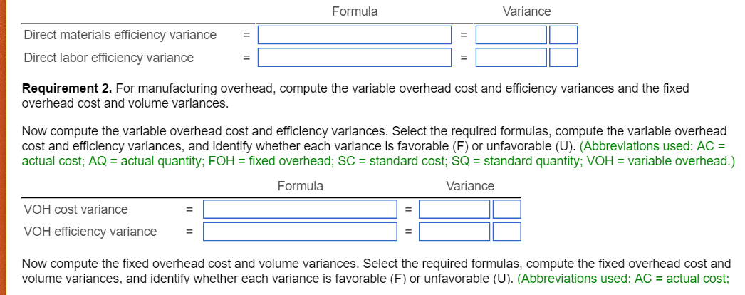 parts 0.02 hours .02 hours Direct Labor Variable Manufacturing Overhead0.02 hours Fied