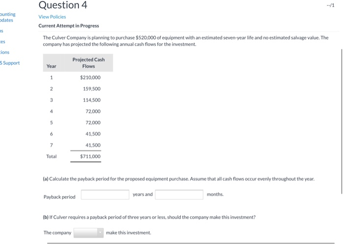  Question 4 ounting odates View Policies Current Attempt in Progress The