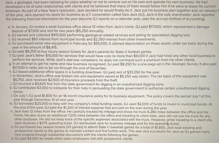  Jack, a geologist, had been debating for years whether or not