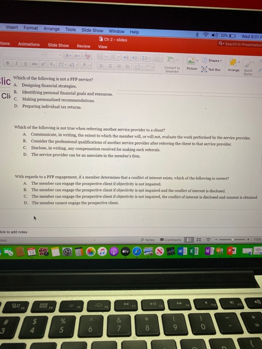 Please answer, personal financial planning questions. Insert Format Arrange Tools Slide Show