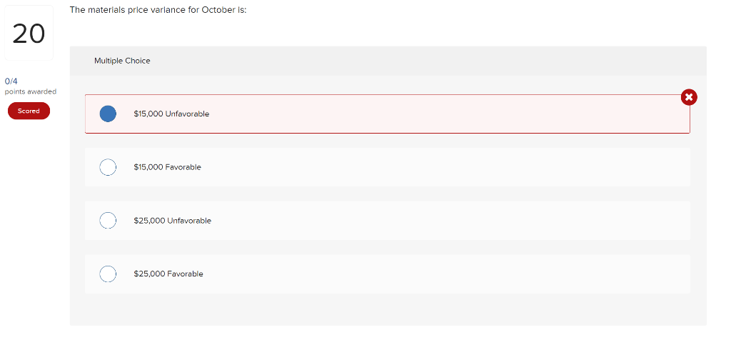 a single product which has the following standards: Direct materials: 2.5 ounces