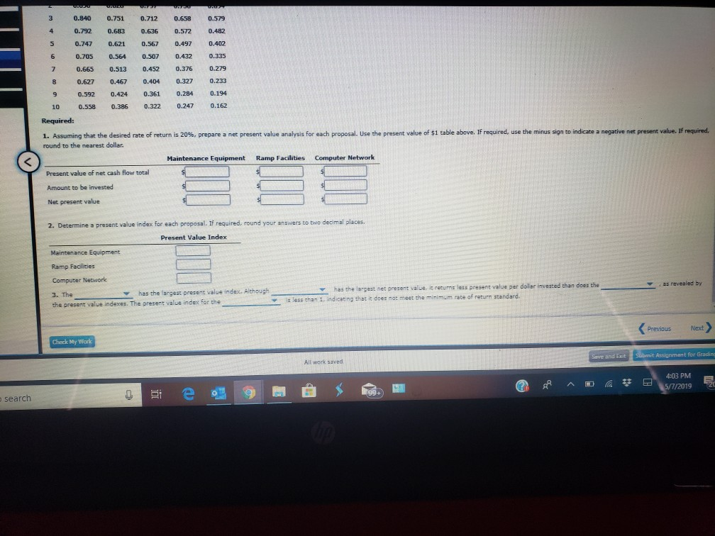 for a service company Continental Railroad Company is evaluating three capital investment
