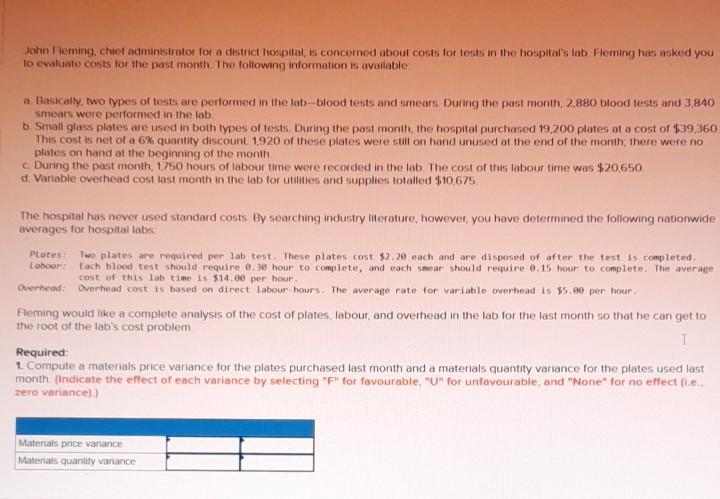 John Flemingchief administrator for a district hospital, concerned about costs for tests