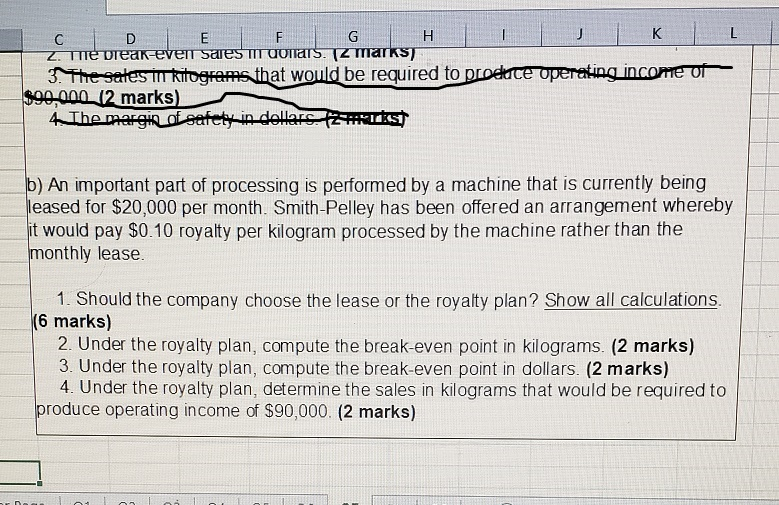 typical month are summarized in contribution format as follows: Sales Less: Variable