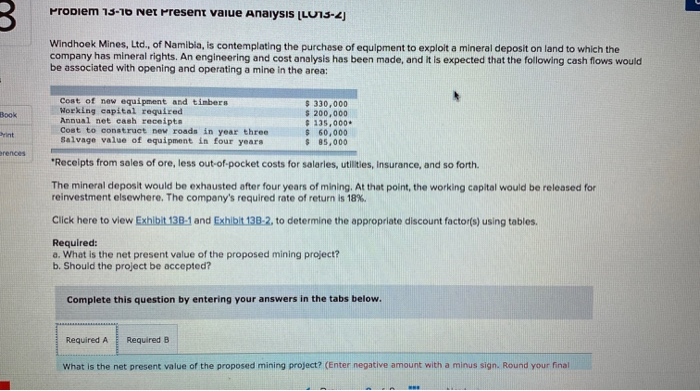  Propiem 15-16 Net Present value Analysis (LU13-2) PL Windhoek Mines, Ltd.,