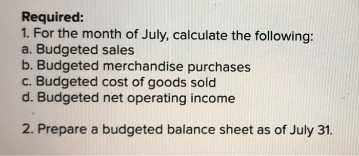 is a merchandising company that is preparing a budget for the month