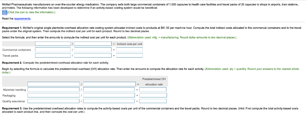 Base Activity Materials handling Packaging 95,000 Number of kilos 19,000 kilos 5,000