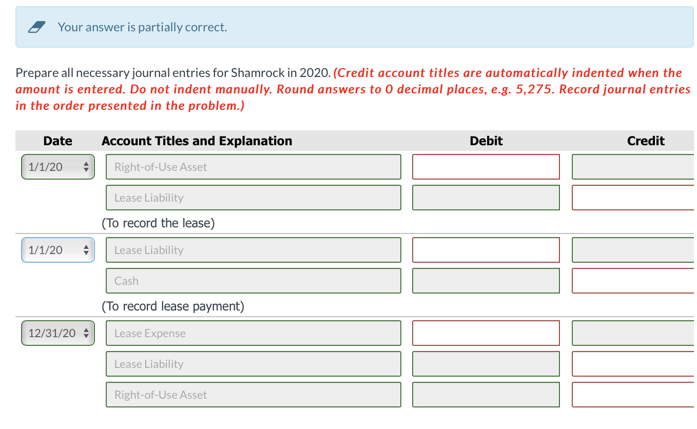 leased equipment to Shamrock, Inc. on January 1, 2020. The lease agreement