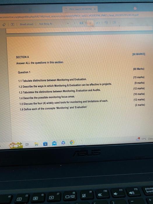  SECTION A [O MARKS] Answer ALL the questions in this section.
