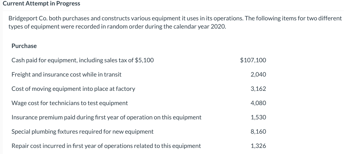  Current Attempt in Progress Bridgeport Co. both purchases and constructs various