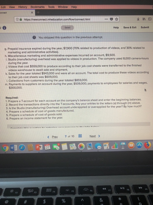 Cost Flows; T-Accounts; Income Statement [LO3-2, LO3-3, LO3-4) Supreme Videos, Inc., produces