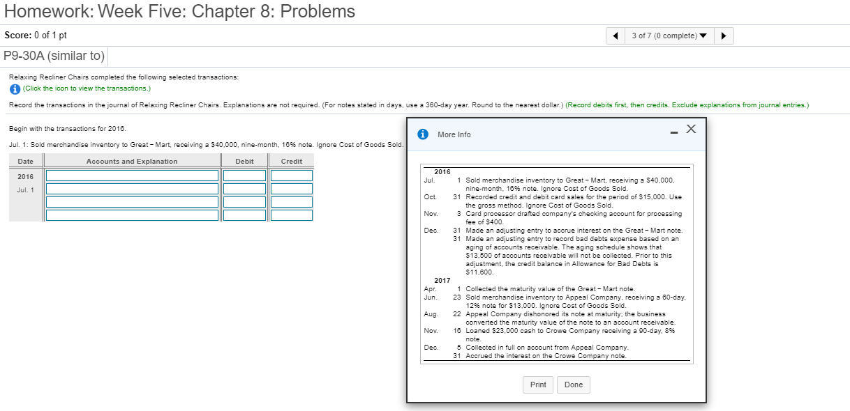  Homework: Week Five: Chapter 8: Problems Score: 0 of 1 pt