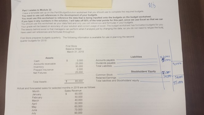 Part 1 relates to Module 22 have a template set up