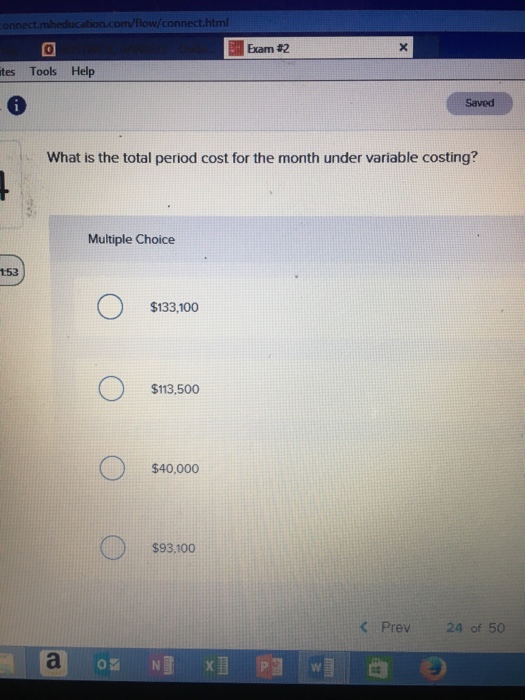 only one product, has provided the following data concerning its most recent