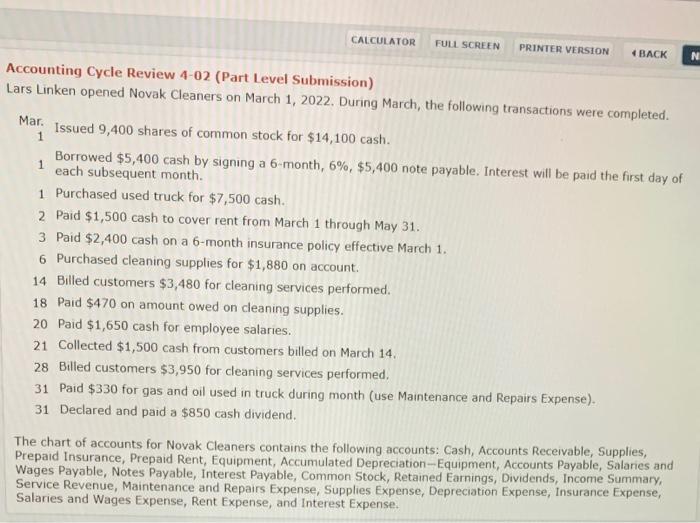  CALCULATOR FULL SCREEN PRINTER VERSION BACK N Accounting Cycle Review 4-02