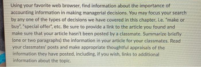  Using your favorite web browser, find information about the importance of