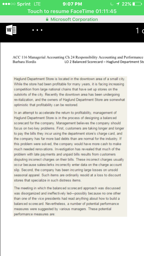 This has to do with making a scorecard with accounting principles.....This is