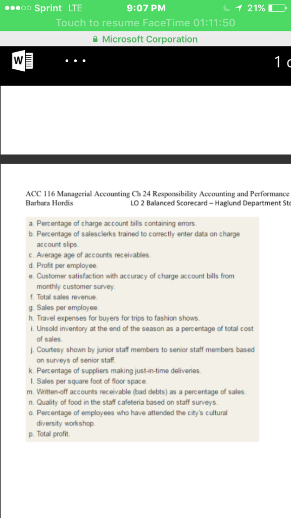 all about accounting. I need help making a scorecard. ...oo Sprint LTE