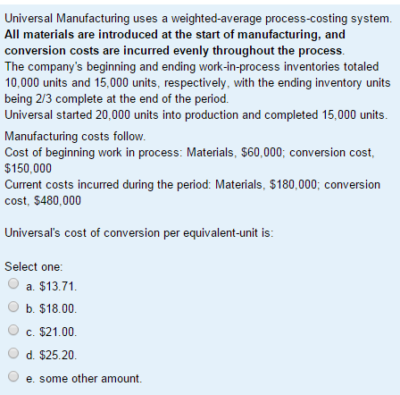  and what is universal's cost for materials per equivalent-unit? Universal Manufacturing