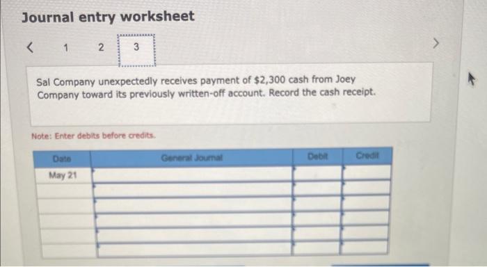 direct write-off method and (b) the allowance method. May 3 sa1 conpany