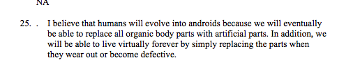  NA 25. . I believe that humans will evolve into androids