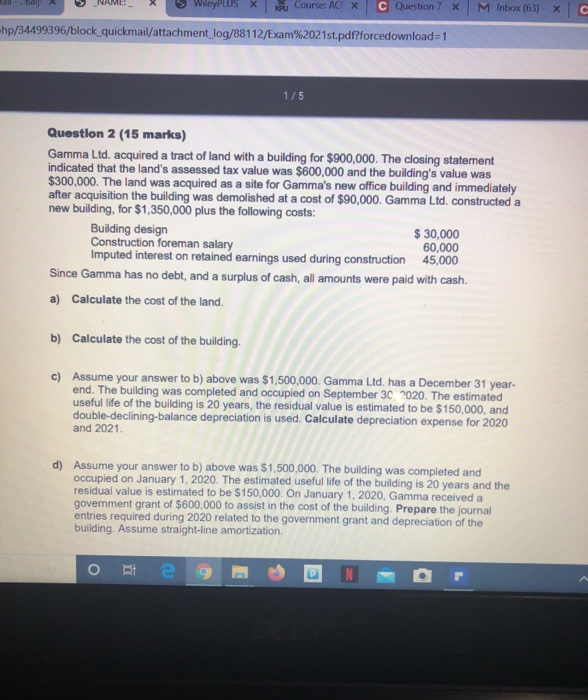  * W PS Course: ACX C estion 7 X M Inbox