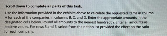  Scroll down to complete all parts of this task. Use the