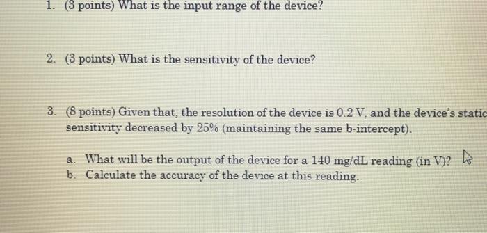 points) Given the following graph for the input-output characteristics of a biomedical