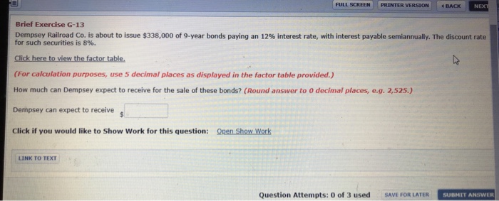  FULL SCREEN PRINTER VERSION BACK Brief Exercise G-13 Dempsey Railroad Co.