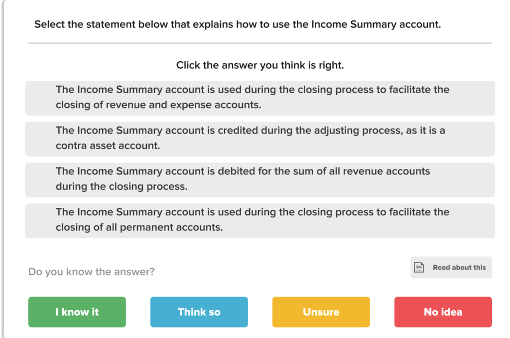  Select the statement below that explains how to use the Income