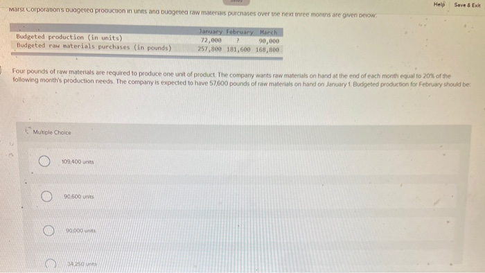  Help Save & Exit Marst Corporations ouagetea prouction in units and