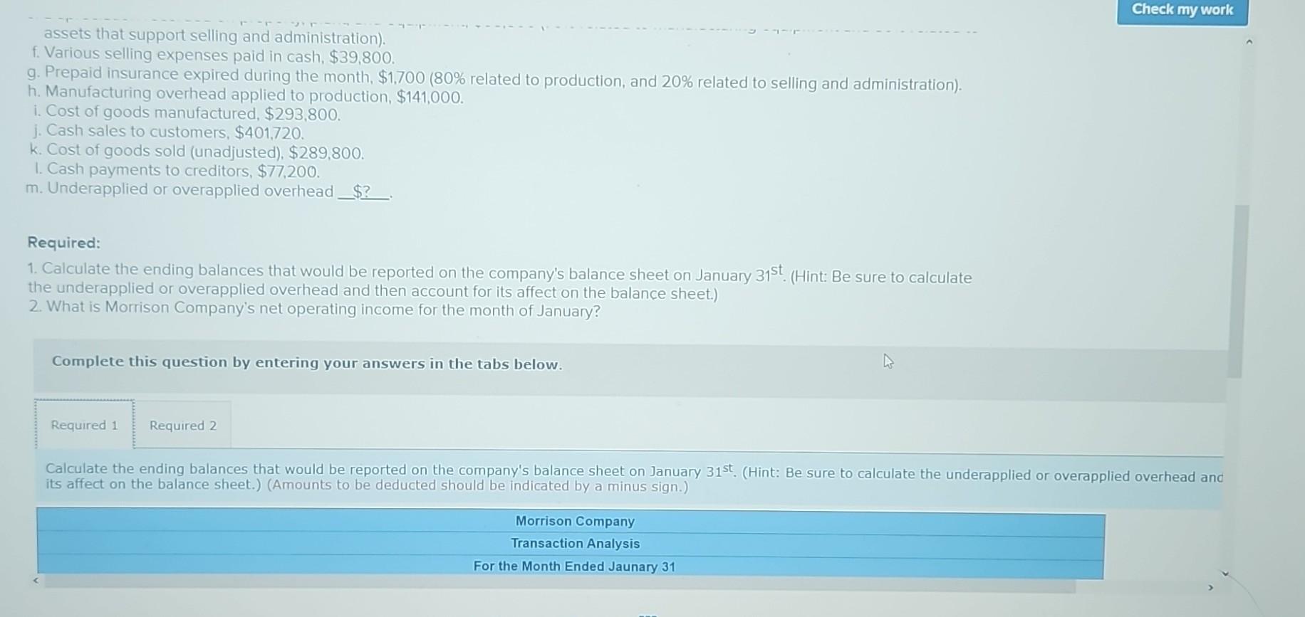 question pt2 question pt1 required 1 required 2 assets that support