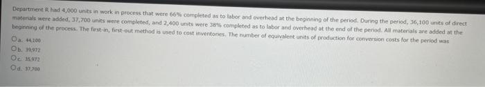  Department had 4,000 units in work in process that were 66%
