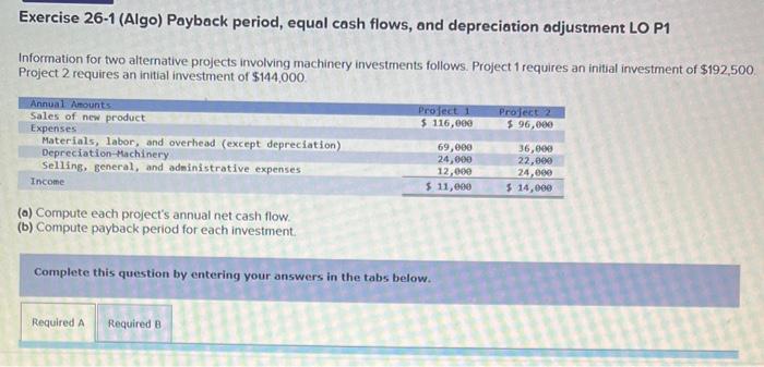  Show all work & answer all. will thumbs up Exercise 26-1