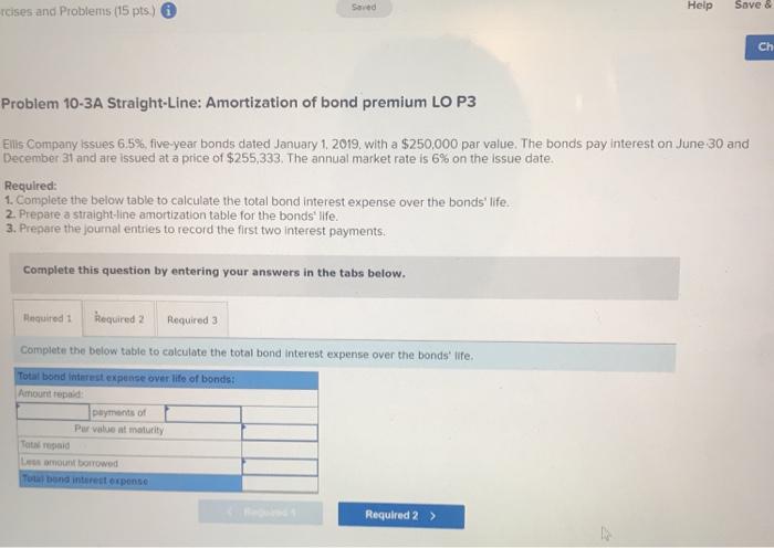  Sored rcises and Problems (15 pts.) Help Save & Ch Problem