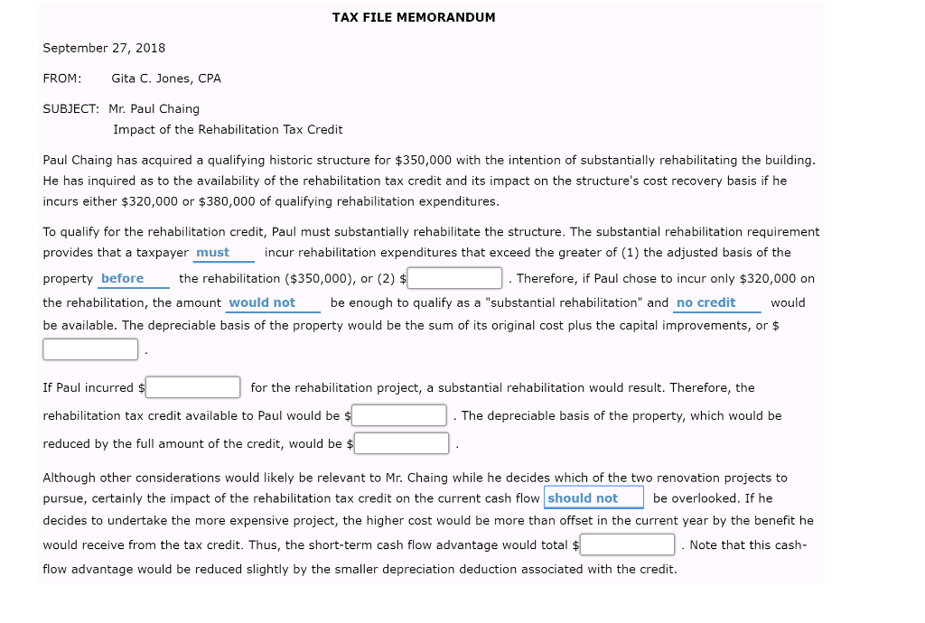 acquires a qualifying historic structure for $350,000 (excluding the cost of the