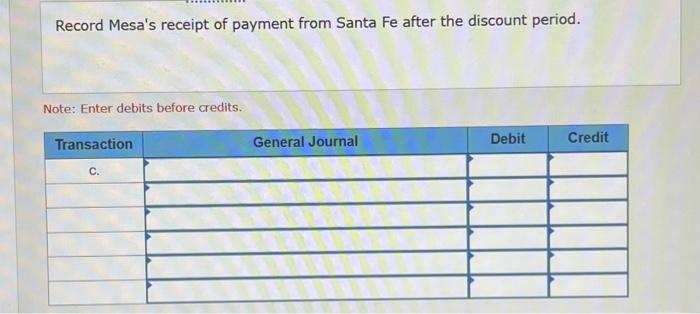 and seller LO P5 anta Fe Retailing purchased merchandise from Mesa Wholesalers