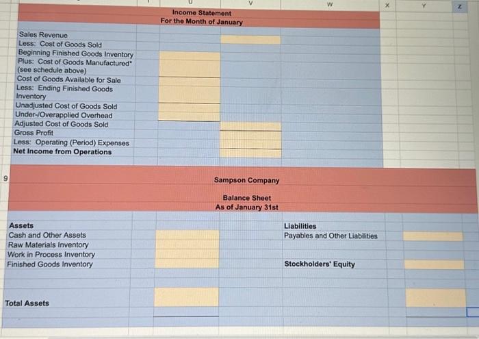 Work in Process Inventory Cost of Goods Manufactured* 8 Sampson Company Income