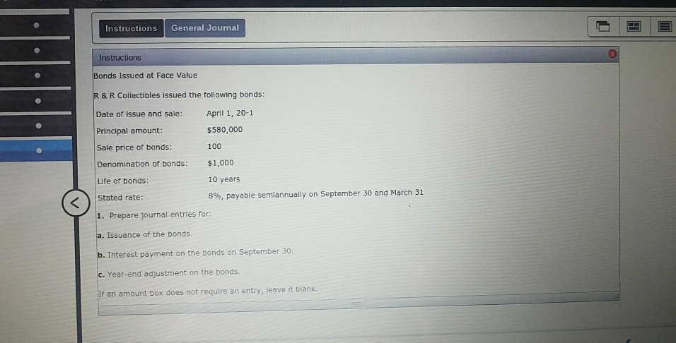 Instructions General Journal onds Issued at Face Value R & R