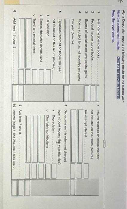 special deductent with its bock income. b. Prepare a tax provision feconciliation