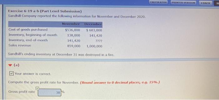  CALCULATOR PRINTER VERSION 4 BACK NI Exercise 6-19 a b (Part