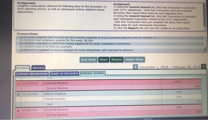 subsequent entries related to those adjustments, Assignment: 1) Using the General Journal