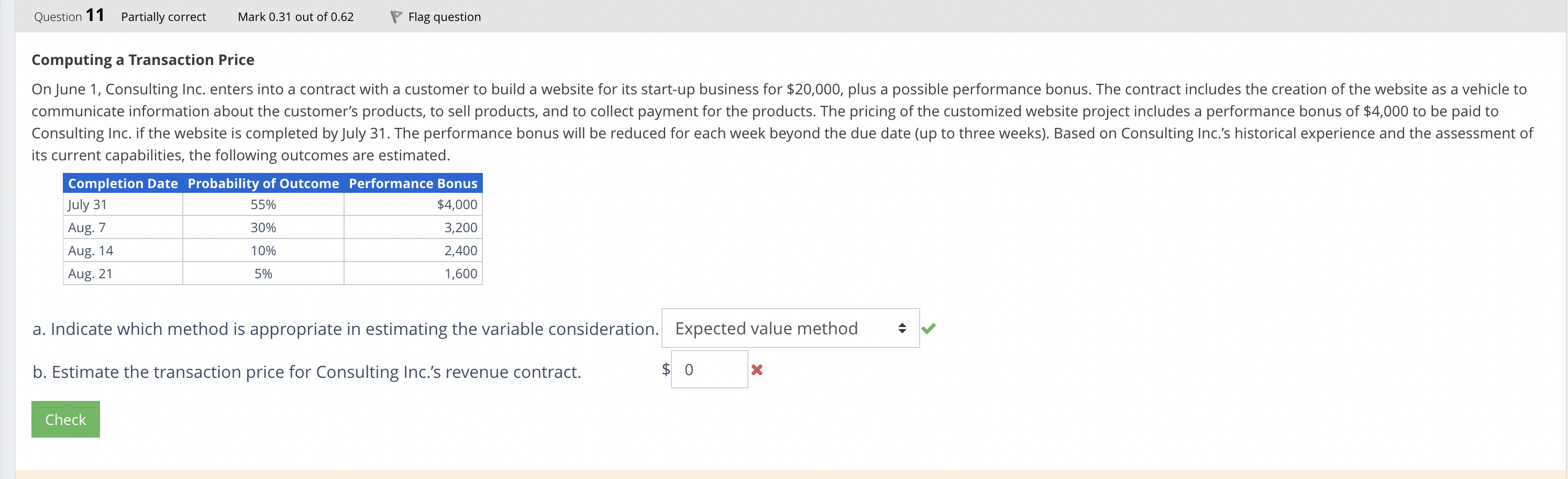  Computing a Transaction Price its current capabilities, the following outcomes are