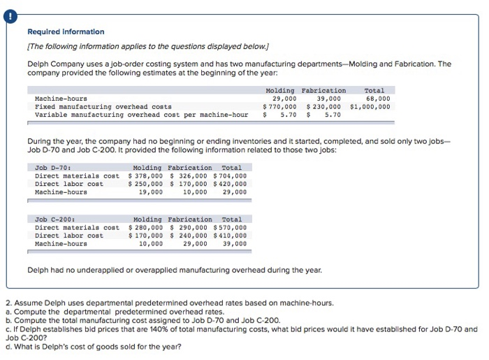  Required Information IThe following information applies to the questions displayed below