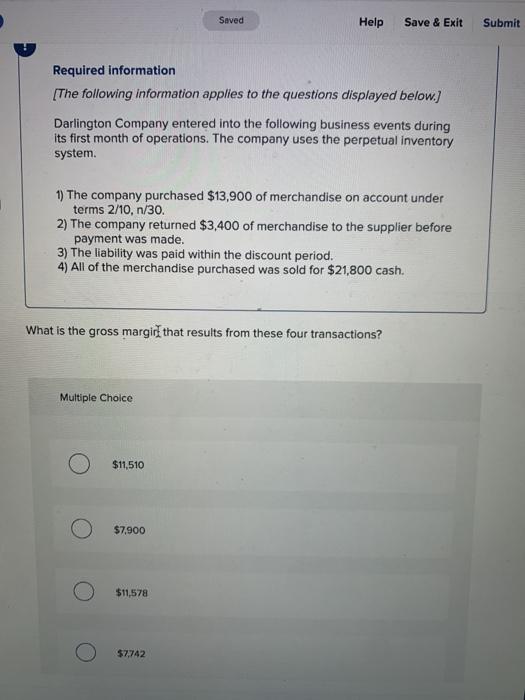  Saved Help Save & Exit Submit Required information [The following information