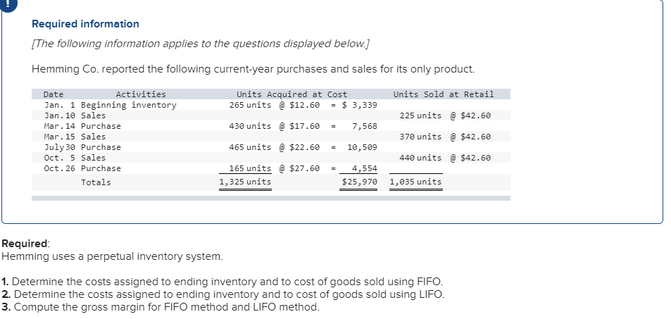 Help with 1,2 , and 3 with explanation please. Required information [The