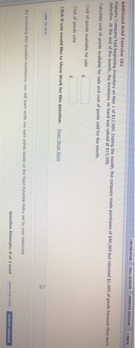 Exercise 182 CALCULATOR FULL SCREEN PRINTER VERSION BACK Additional Brief Exercise 182